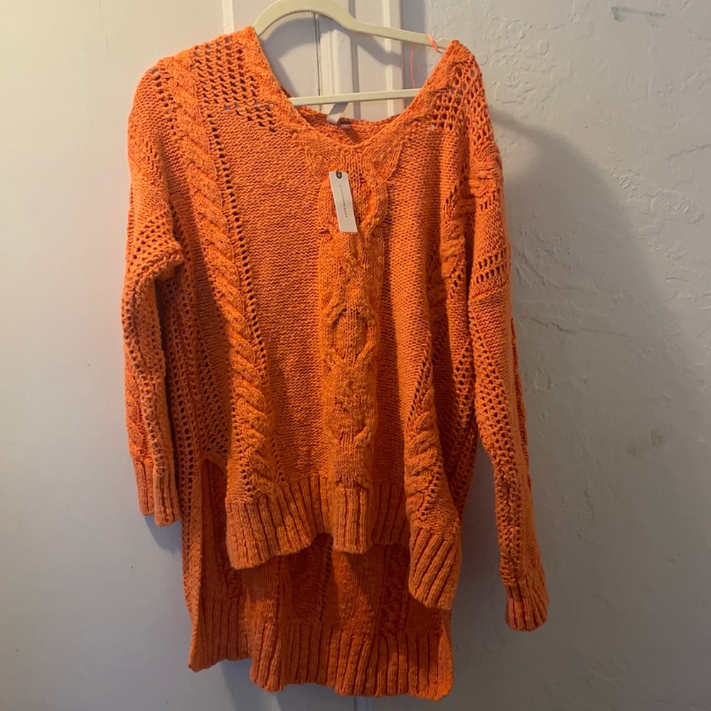 Anthropologie Pilco cotton sweater, NWT, orange, large